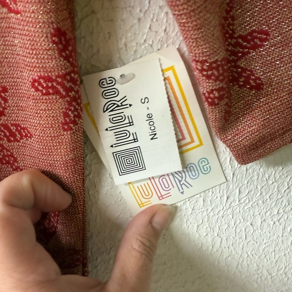 LuLaRoe Nicole Dress Small NWT Red Floral Poinsettia Fit & Flare Scoop Neck SM - Picture 5 of 7